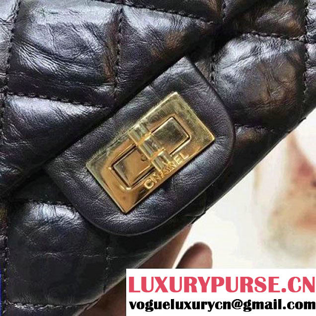 Chanel Aged Calfskin 2.55 Reissue Hanger Mini Bag Black With Flowers A93600 F/W 2016 (KN-6122701 )