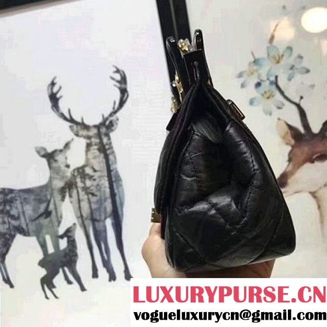 Chanel Aged Calfskin 2.55 Reissue Hanger Mini Bag Black With Flowers A93600 F/W 2016 (KN-6122701 )