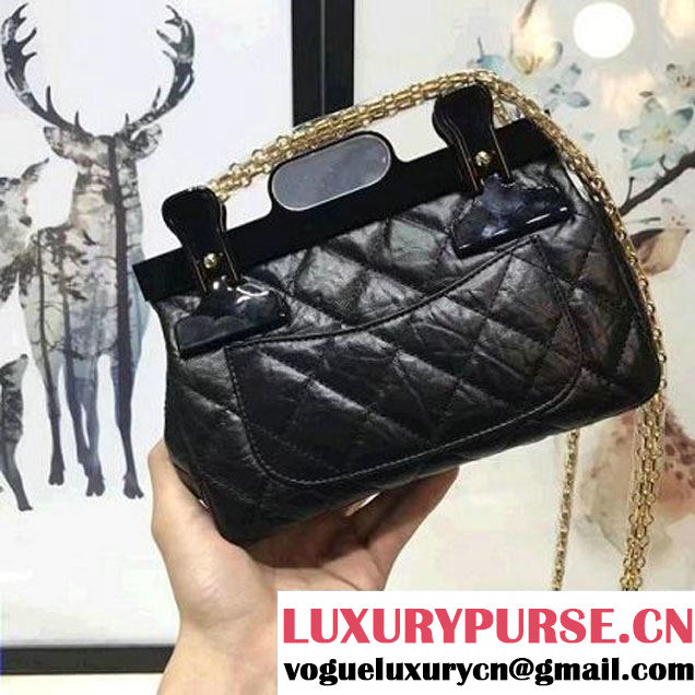 Chanel Aged Calfskin 2.55 Reissue Hanger Mini Bag Black With Flowers A93600 F/W 2016 (KN-6122701 )