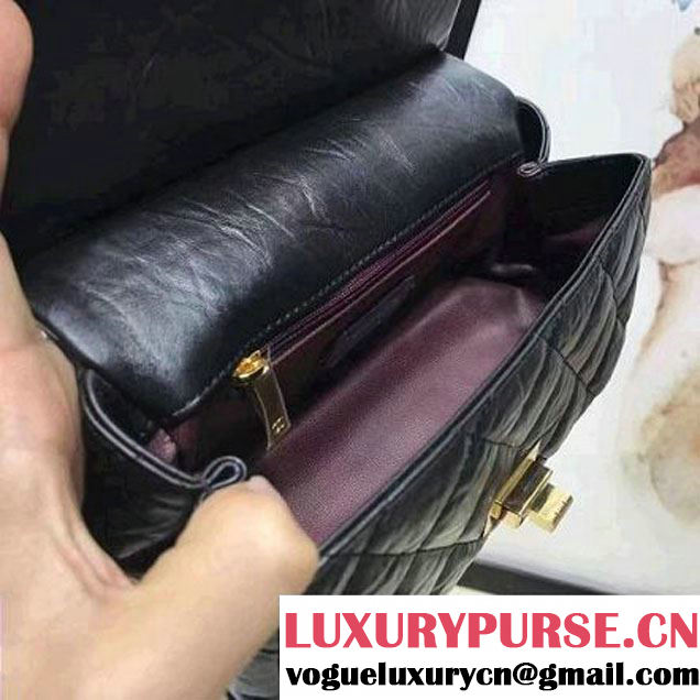 Chanel Aged Calfskin 2.55 Reissue Hanger Mini Bag Black With Flowers A93600 F/W 2016 (KN-6122701 )