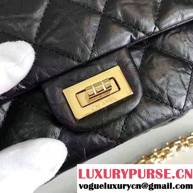 Chanel Aged Calfskin 2.55 Reissue Hanger Size 226 Bag Black With Flowers F/W 2016 (KN-6122702 )