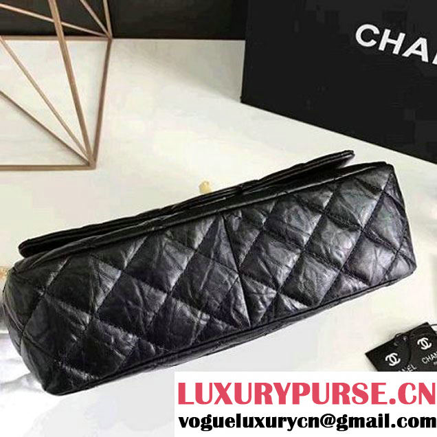 Chanel Aged Calfskin 2.55 Reissue Hanger Size 226 Bag Black With Flowers F/W 2016 (KN-6122702 )