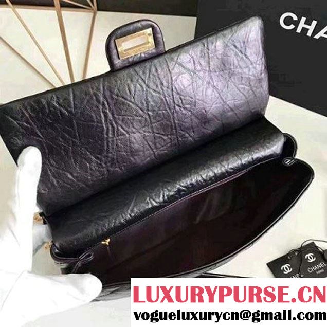Chanel Aged Calfskin 2.55 Reissue Hanger Size 226 Bag Black With Flowers F/W 2016 (KN-6122702 )