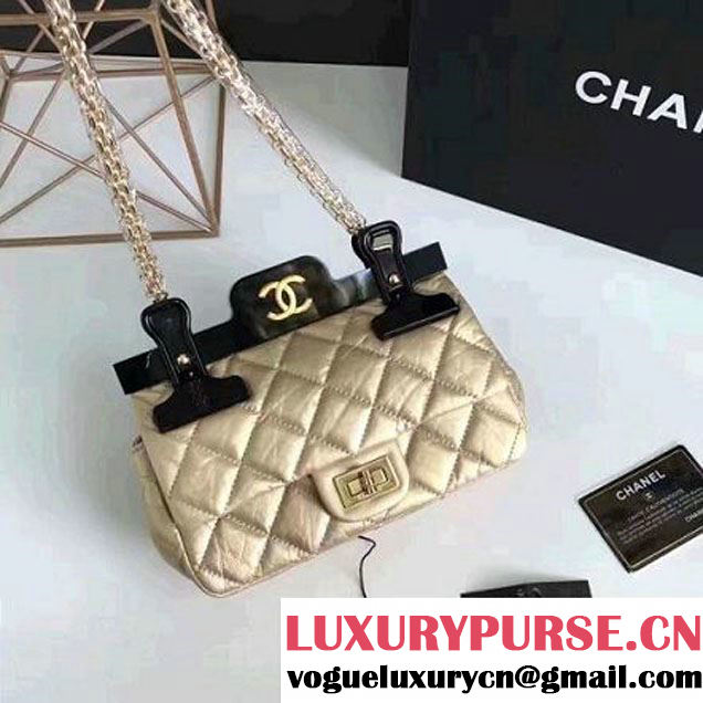 Chanel Aged Calfskin 2.55 Reissue Hanger Mini Bag Gold A93600 F/W 2016 (KN-7010411 )