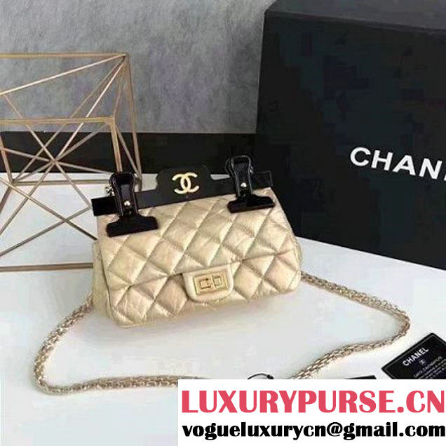 Chanel Aged Calfskin 2.55 Reissue Hanger Mini Bag Gold A93600 F/W 2016 (KN-7010411 )