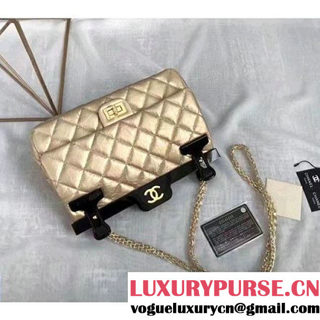 Chanel Aged Calfskin 2.55 Reissue Hanger Size 226 Bag Gold A93646 F/W 2016 (KN-7010412 )