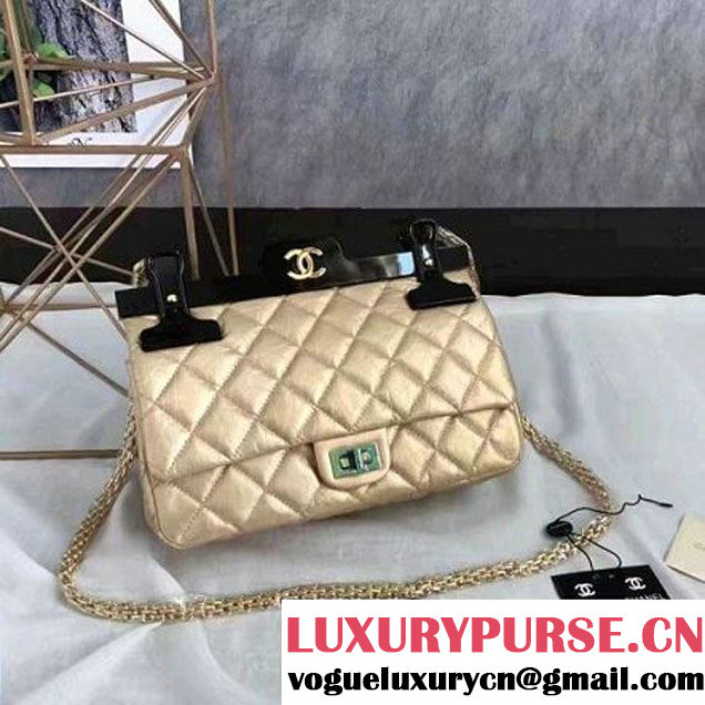 Chanel Aged Calfskin 2.55 Reissue Hanger Size 226 Bag Gold A93646 F/W 2016 (KN-7010412 )