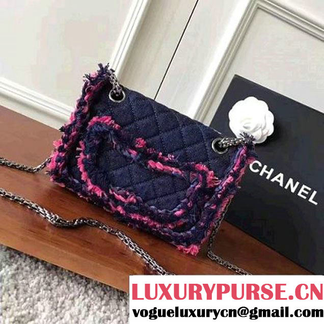 Chanel Denim With Pink Camellias Embroideries 2.55 Rissue Size 220 Bag A37584 2017 (KN-7052003 )