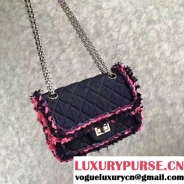 Chanel Denim With Pink Camellias Embroideries 2.55 Rissue Size 220 Bag A37584 2017 (KN-7052003 )