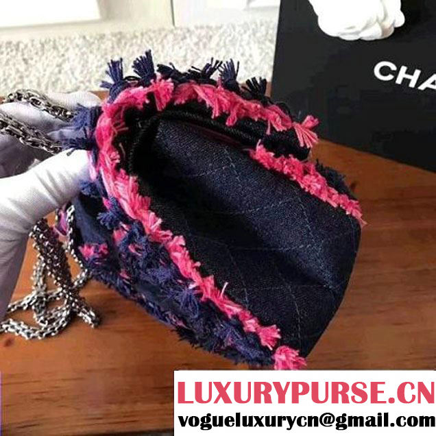 Chanel Denim With Pink Camellias Embroideries 2.55 Rissue Size 220 Bag A37584 2017 (KN-7052003 )
