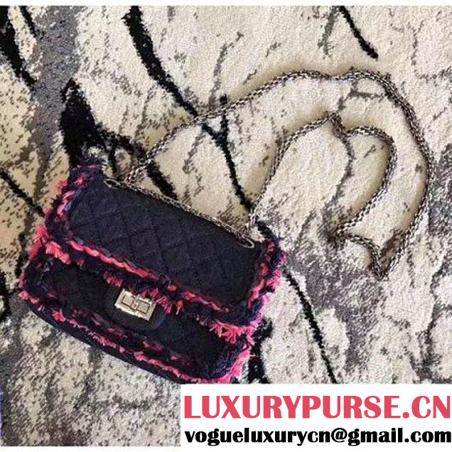 Chanel Denim With Pink Camellias Embroideries 2.55 Rissue Size 220 Bag A37584 2017 (KN-7052003 )