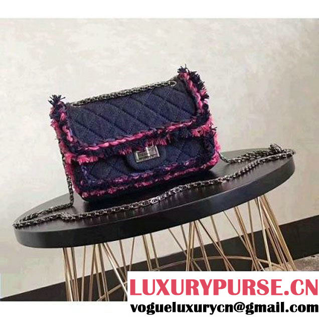 Chanel Denim With Pink Camellias Embroideries 2.55 Rissue Size 220 Bag A37584 2017 (KN-7052003 )