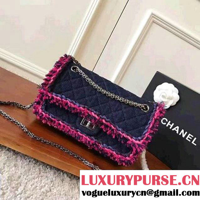 Chanel Denim With Pink Camellias Embroideries 2.55 Rissue Size 225 Bag A37586 2017 (KN-7052004 )