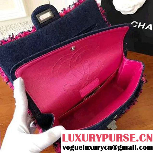 Chanel Denim With Pink Camellias Embroideries 2.55 Rissue Size 225 Bag A37586 2017 (KN-7052004 )