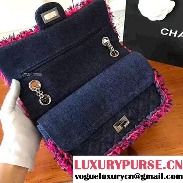 Chanel Denim With Pink Camellias Embroideries 2.55 Rissue Size 225 Bag A37586 2017 (KN-7052004 )