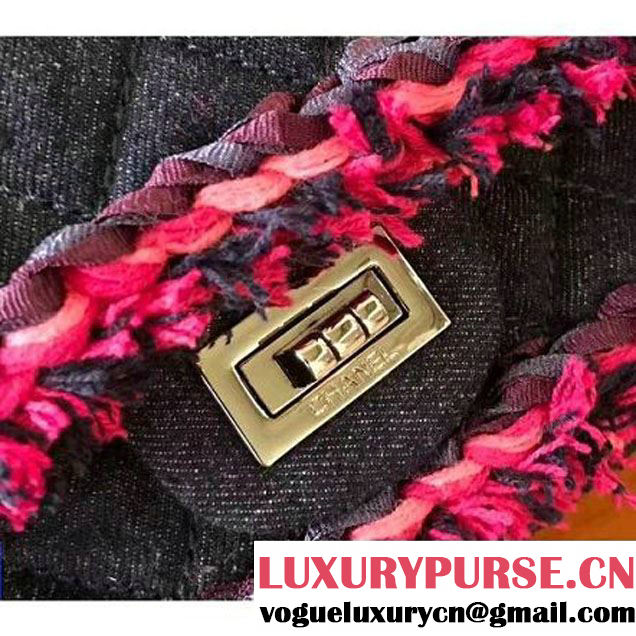 Chanel Denim With Pink Camellias Embroideries 2.55 Rissue Size 225 Bag A37586 2017 (KN-7052004 )