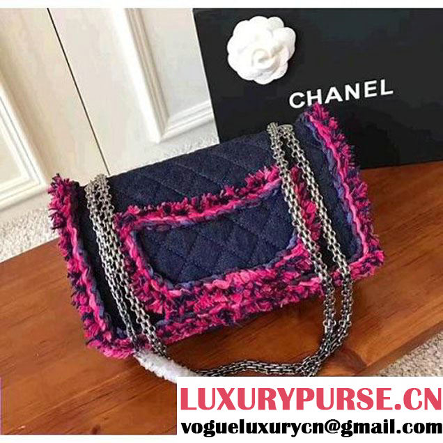 Chanel Denim With Pink Camellias Embroideries 2.55 Rissue Size 225 Bag A37586 2017 (KN-7052004 )
