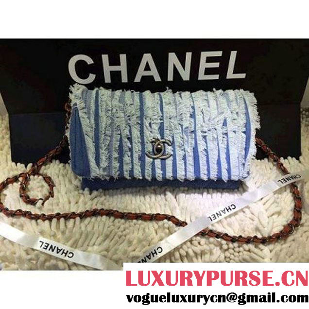 Chanel Fringed Denim Flap Bag (1a208-032405 )