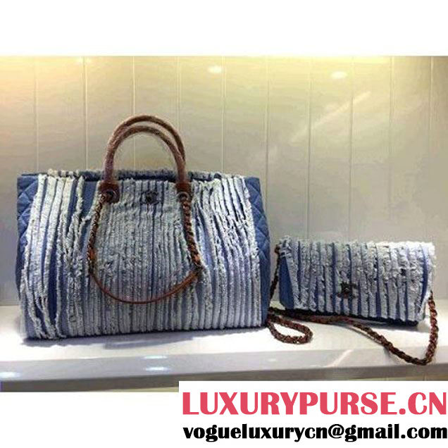 Chanel Fringed Denim Flap Bag  (1a208-032405 )