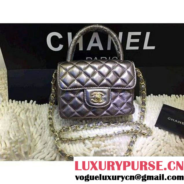 Chanel Small Flap Tote/Shoulder Bag Silvery Grey(Gold Hardware ) (1a208-032409 )