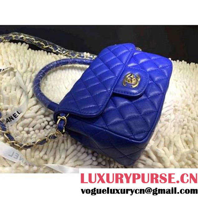 Chanel Small Flap Tote/Shoulder Bag Blue (Gold Hardware) (1a208-032411 )