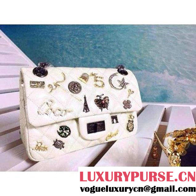 Chanel A90666 White Aged Calfskin Small Flap Bag Embellished With Charms 2015 SS (HDD-032503 )