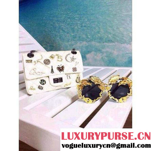 Chanel A90666 White Aged Calfskin Small Flap Bag Embellished With Charms 2015 SS (HDD-032503 )