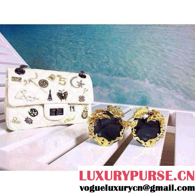 Chanel A90666 White Aged Calfskin Small Flap Bag Embellished With Charms 2015 SS (HDD-032503 )