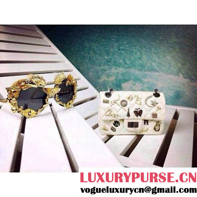 Chanel A90666 White Aged Calfskin Small Flap Bag Embellished With Charms 2015 SS (HDD-032503 )
