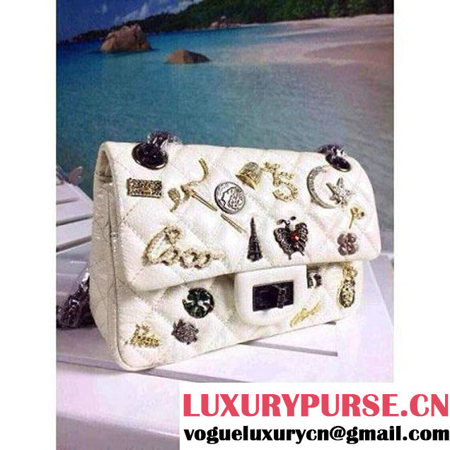 Chanel A90666 White Aged Calfskin Small Flap Bag Embellished With Charms 2015 SS (HDD-032503 )