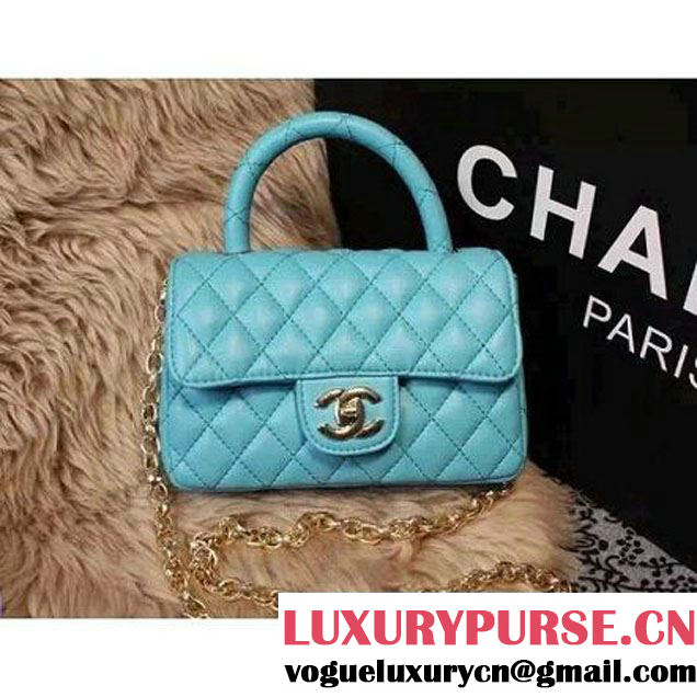 Chanel Classic Mini Lambskin Flap Bag in Cyan (2a205-041401 )