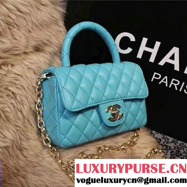 Chanel Classic Mini Lambskin Flap Bag in Cyan (2a205-041401 )