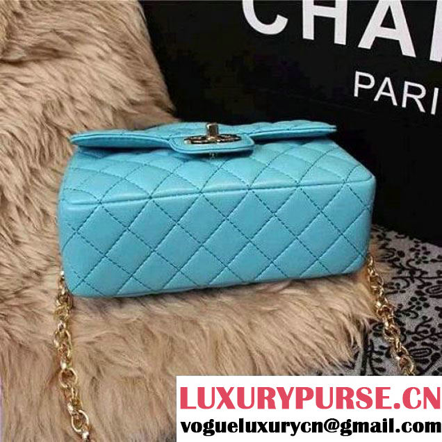 Chanel Classic Mini Lambskin Flap Bag in Cyan (2a205-041401 )