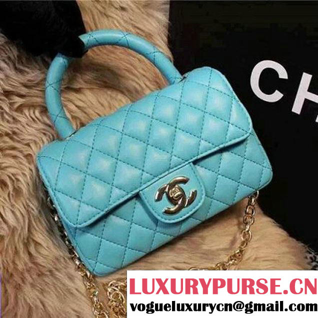 Chanel Classic Mini Lambskin Flap Bag in Cyan (2a205-041401 )