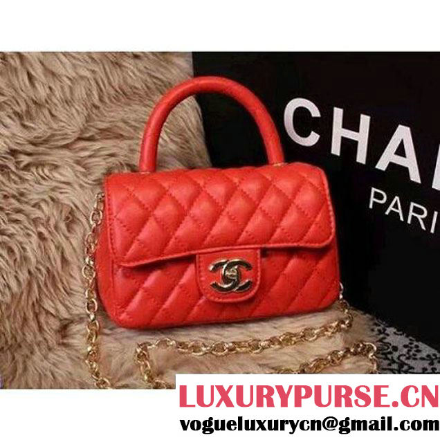 Chanel Classic Mini Lambskin Flap Bag in Red (2a205-041403 )