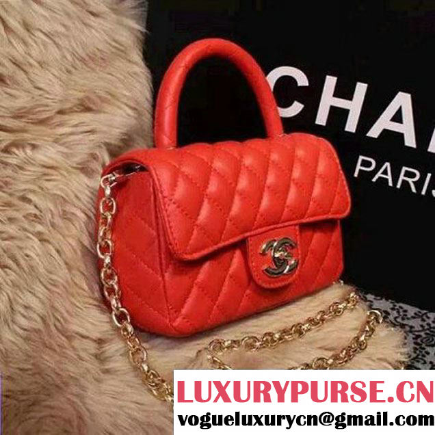 Chanel Classic Mini Lambskin Flap Bag in Red (2a205-041403 )