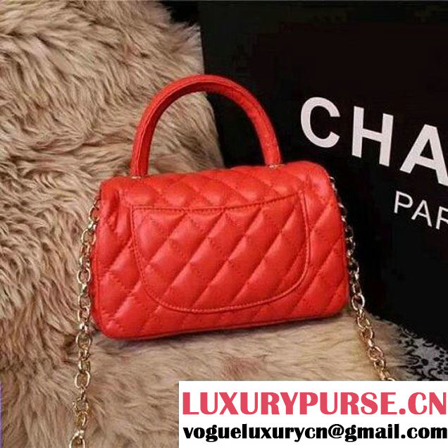 Chanel Classic Mini Lambskin Flap Bag in Red (2a205-041403 )