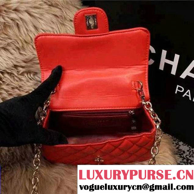 Chanel Classic Mini Lambskin Flap Bag in Red (2a205-041403 )