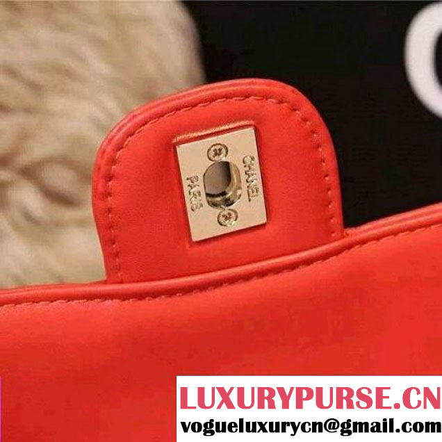 Chanel Classic Mini Lambskin Flap Bag in Red (2a205-041403 )