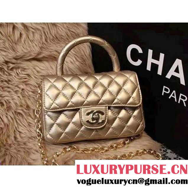 Chanel Classic Mini Lambskin Flap Bag in Gold (2a205-041405 )