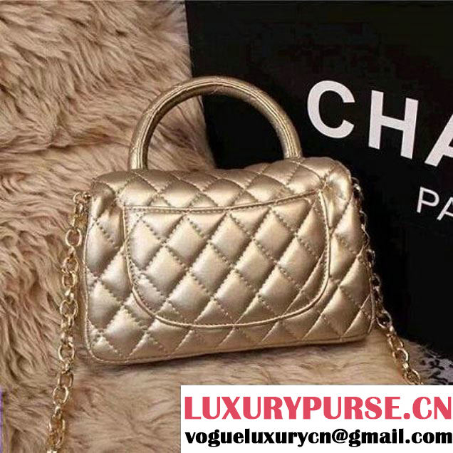 Chanel Classic Mini Lambskin Flap Bag in Gold (2a205-041405 )
