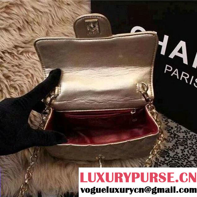 Chanel Classic Mini Lambskin Flap Bag in Gold (2a205-041405 )