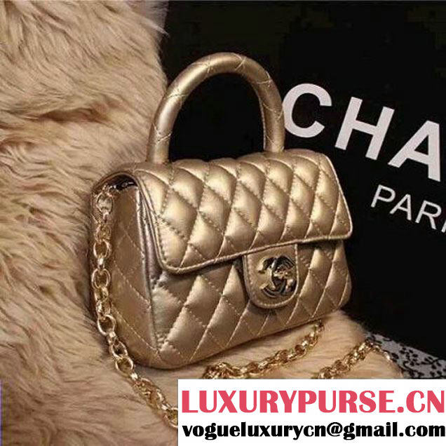 Chanel Classic Mini Lambskin Flap Bag in Gold (2a205-041405 )
