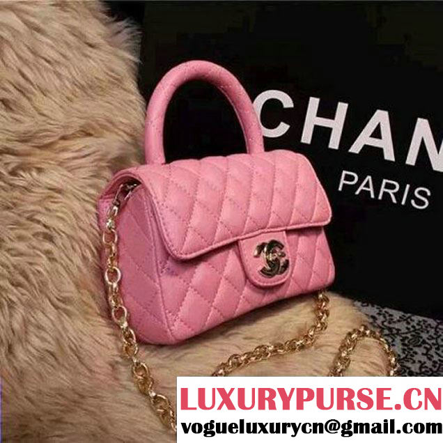 Chanel Classic Mini Lambskin Flap Bag in Pink  (2a205-041406 )