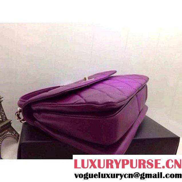 Chanel Quilted Small Lambskin Flap Bag Purple (2A020-042315 )