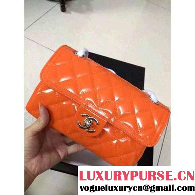 Chanel Orange Patent Calfskin A92781 Small Flap Bag Pre-SS 2015 (DOUDOU-050508 )