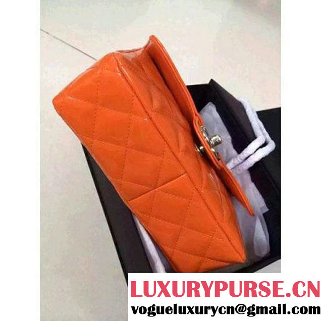 Chanel Orange Patent Calfskin A92781 Small Flap Bag Pre-SS 2015 (DOUDOU-050508 )