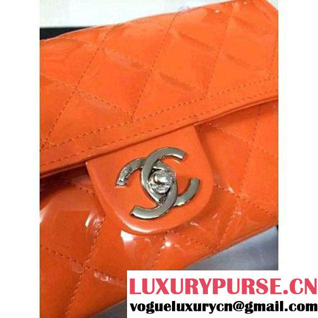 Chanel Orange Patent Calfskin A92781 Small Flap Bag Pre-SS 2015 (DOUDOU-050508 )