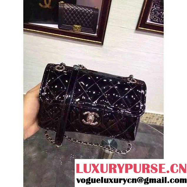 Chanel Black Patent Calfskin A92781 Small Flap Bag Pre-SS 2015 (DOUDOU-050512 )