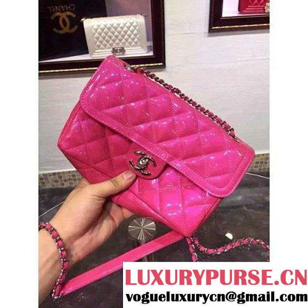 Chanel Rose Patent Calfskin A92781 Small Flap Bag Pre-SS 2015 (DOUDOU-050514 )